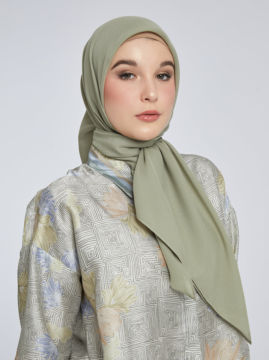 LIGHT VOILE SCARF PLAIN LILY GREEN Kami Idea
