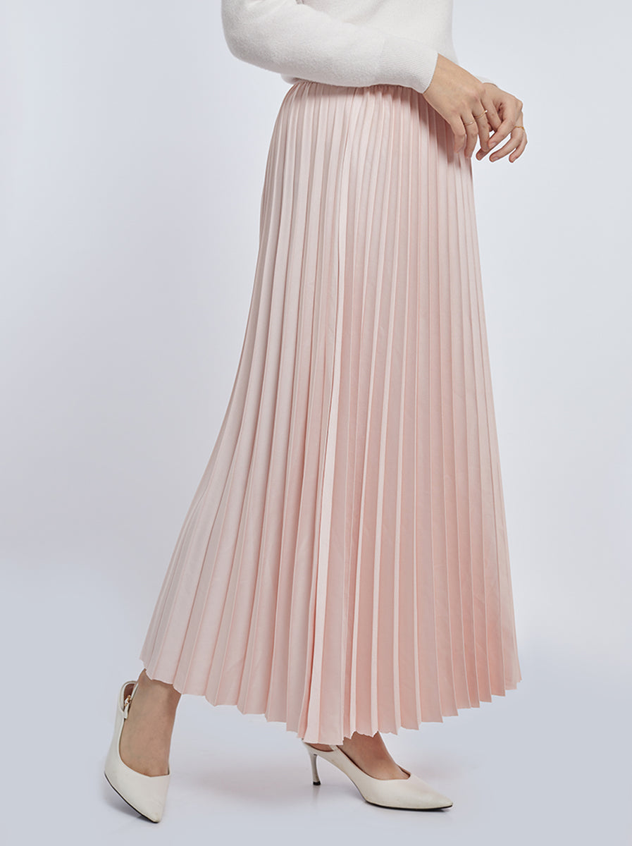 Pleated Satin Skirt