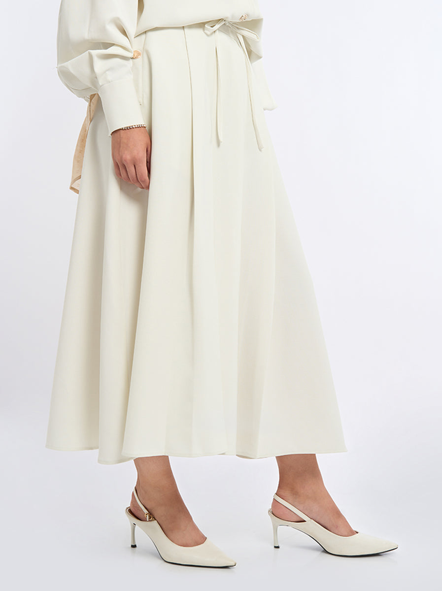 theredthread S ring pleats skirt full S Faux Leather Pleated