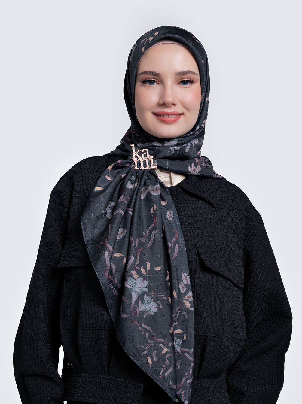 PETALLY SIGNATURE SCARF CHARCOAL