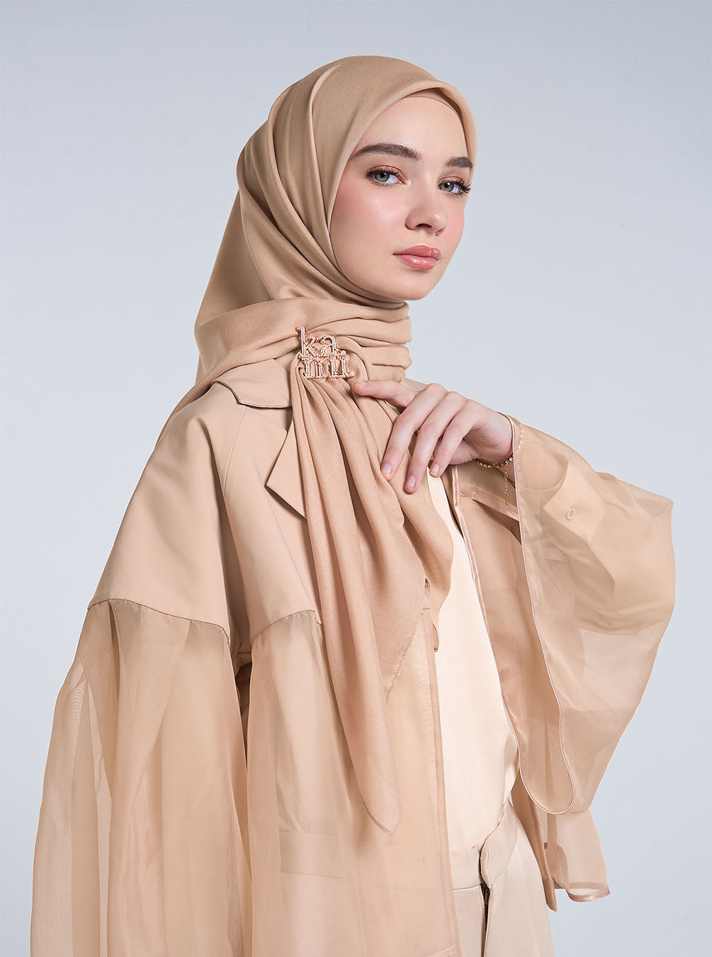 AIRY VOILE SCARF PLAIN BEIGE BLUSH