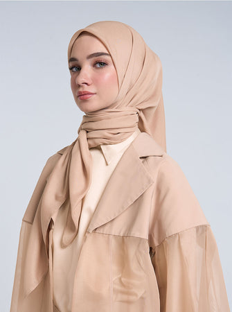 AIRY VOILE SCARF PLAIN BEIGE BLUSH