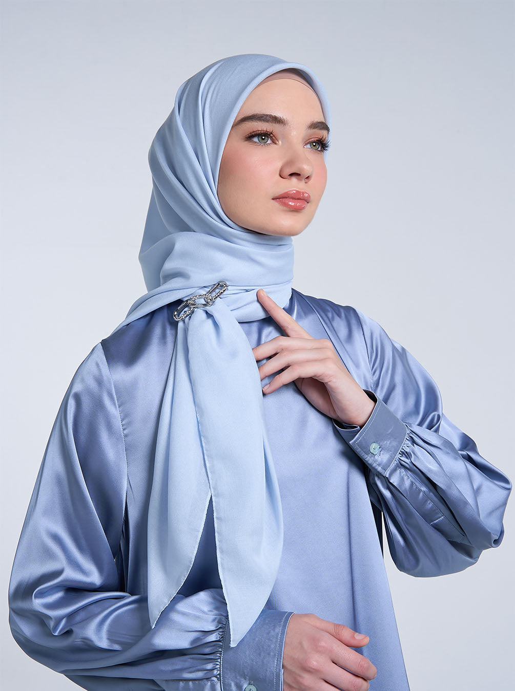 AIRY VOILE SCARF PLAIN POWDER BLUE