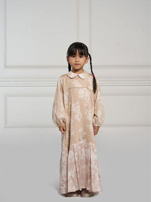 AZRA PLEATED KIDS DRESS SAND