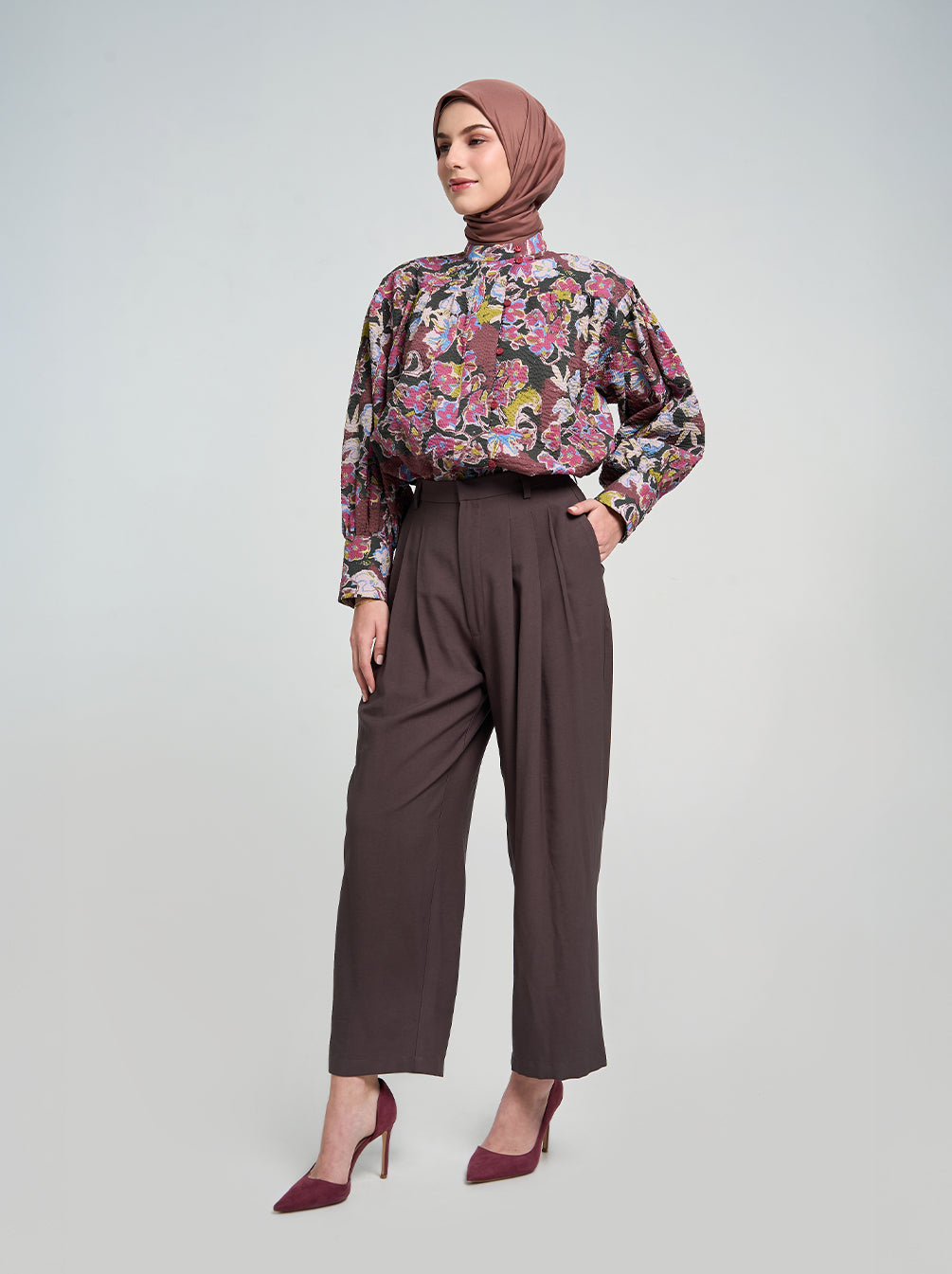 NELY STRAIGHT PANTS DARK TAUPE