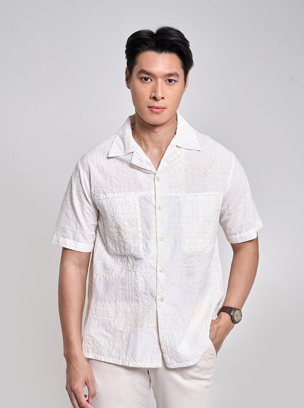 GANA OPEN COLLAR SHIRT WHITE