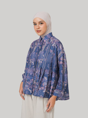 AYSEL PLEATED TOP NAVY