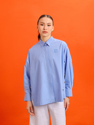 GALE V OVERSIZED TOP BLUE