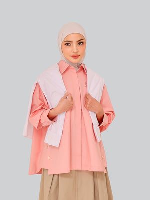 GALE V OVERSIZED TOP CORAL