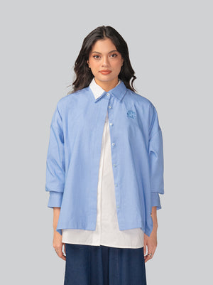 GALE V OVERSIZED TOP DENIM