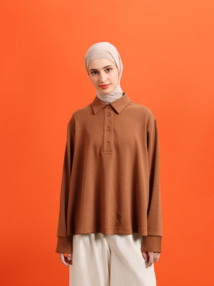 HIRA LOOSE POLO TOP CHOCO