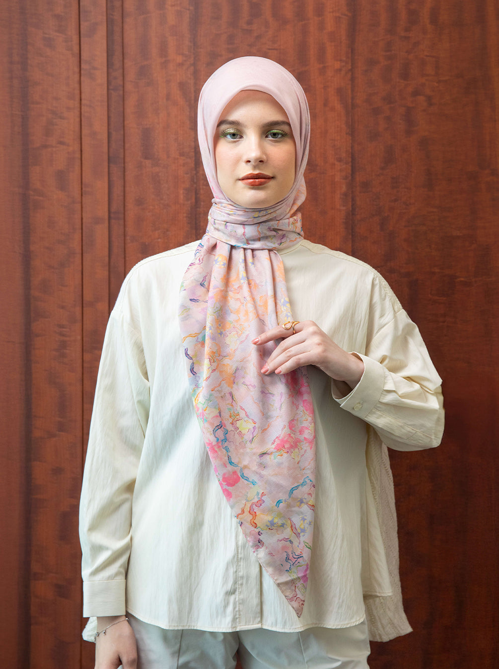 KATLA MAHIKA SIGNATURE SCARF PEACH