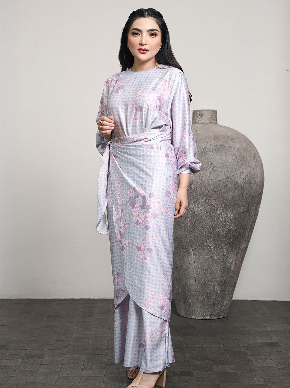 KIANA OVERLAP DRESS SILVER PINK