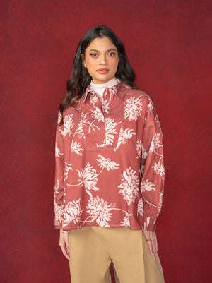 LENORA HALF BUTTON TOP BRICK
