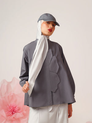 LILY LOOSE TOP CHARCOAL