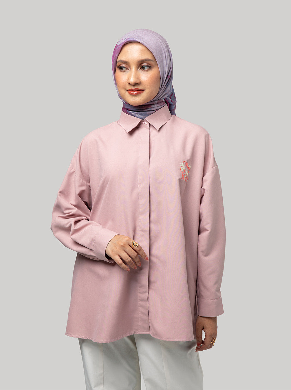 NUE DROPSHOULDER TOP ROSE GOLD