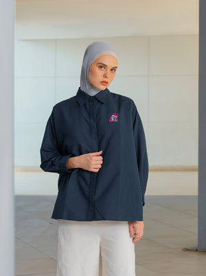 NUE DROPSHOULDER TOP NAVY