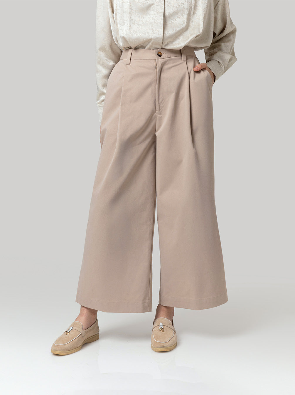 YUKO WIDE LEG PANTS PLAIN BLUSH