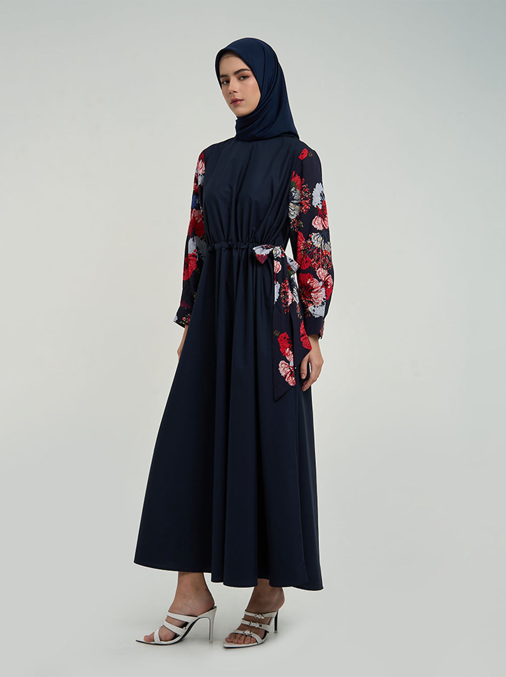 BIANDA CHINCED WAIST DRESS NAVY