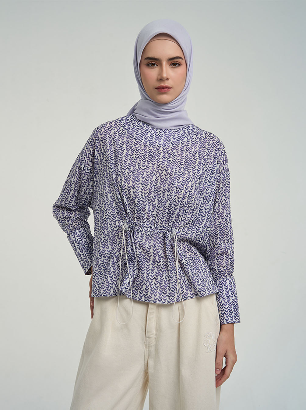 NABELA DRAWSTRING TOP BLUEBERRY