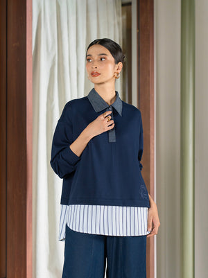 SABA PULLOVER SWEATER NAVY