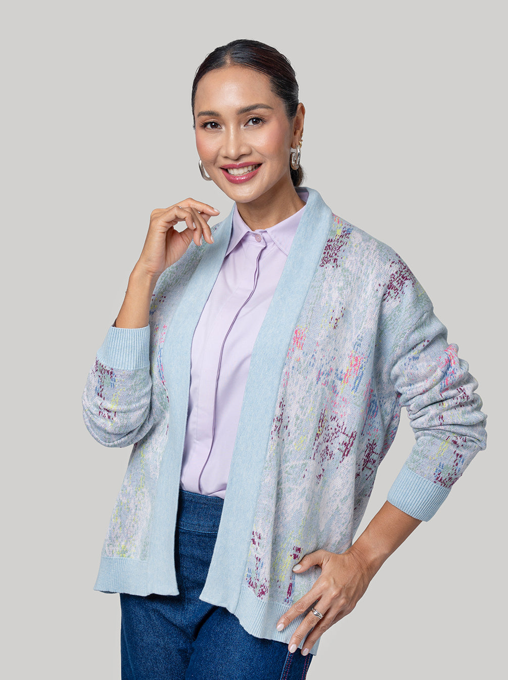 SAVARA REGULAR FIT CARDIGAN ASH BLUSH