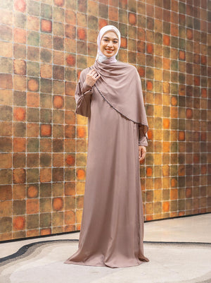 SHILLA DRAPERY DRESS TAUPE