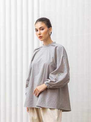SORA PUFF SLEEVES TOP GREY