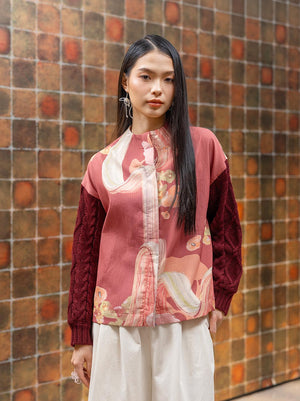 THALIA KNITTED SLEEVE TOP RUBY