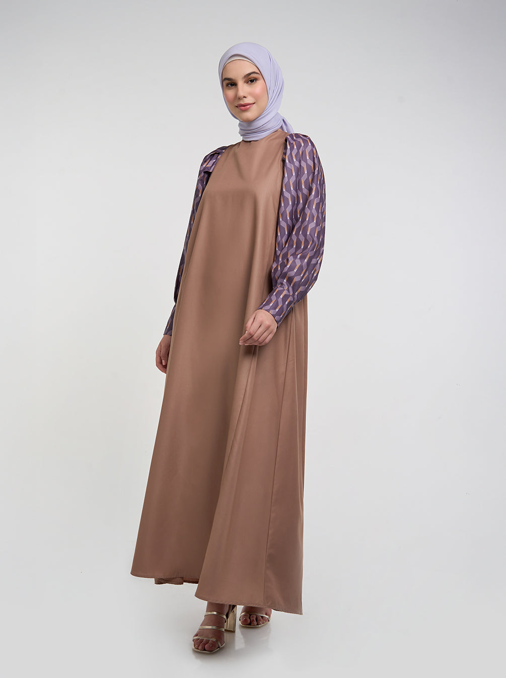 EDNA DRAPERY SLEEVE DRESS TAN