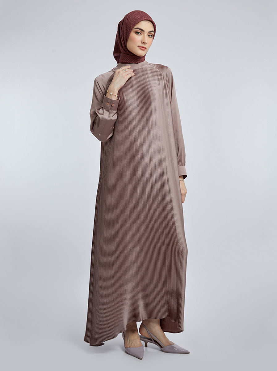 DENA PLEATED DRESS PLAIN DUSTY MAUVE – Kami Idea