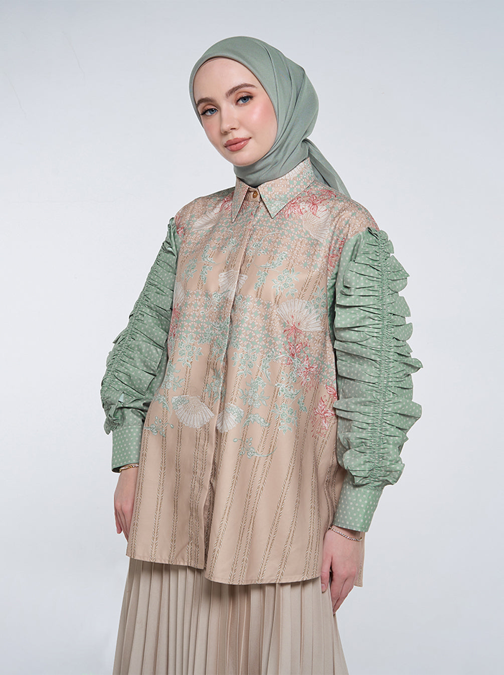 DITYA GATHERED SLEEVE TOP TOAST