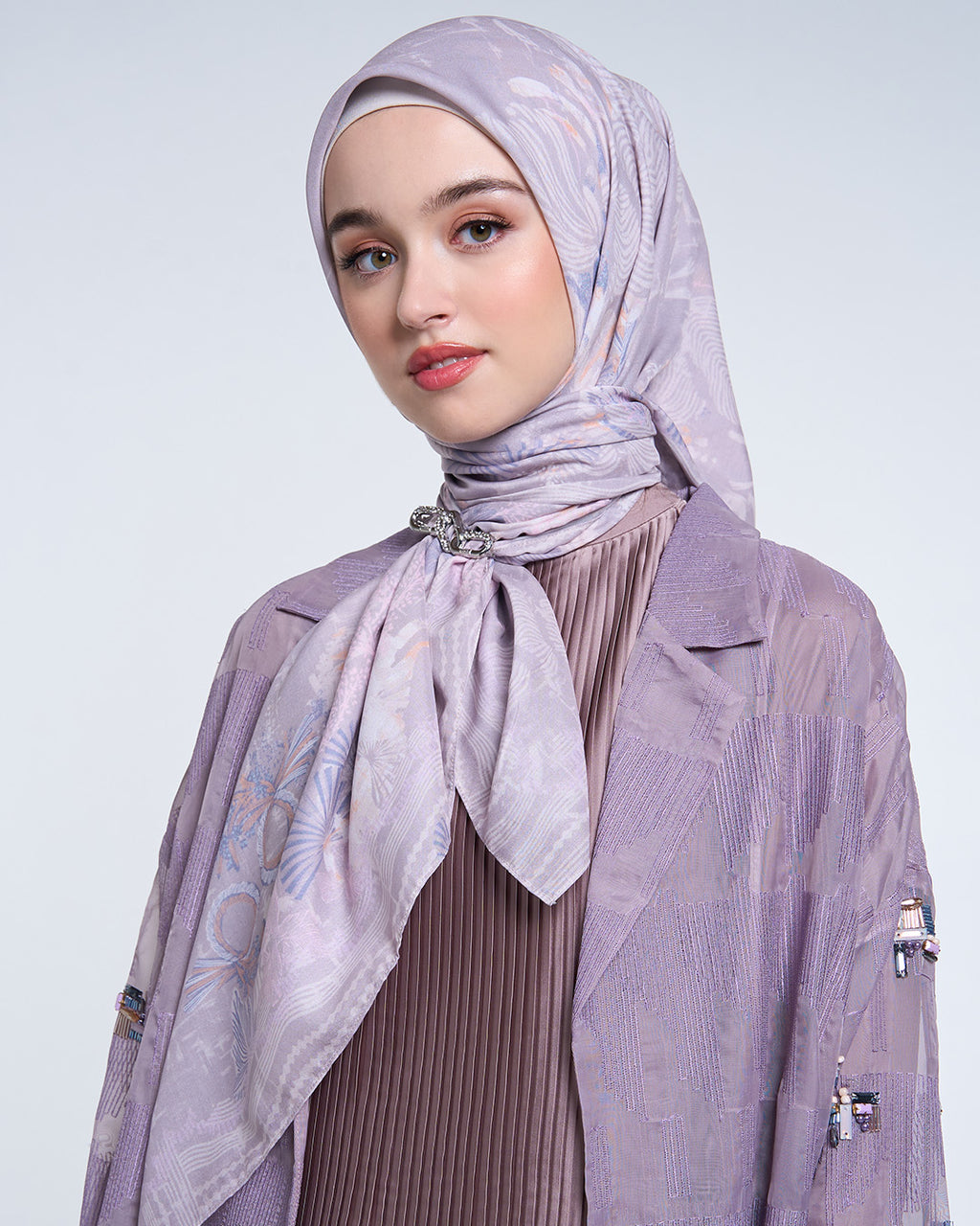 IKARONA SIGNATURE SCARF SILVER MAUVE