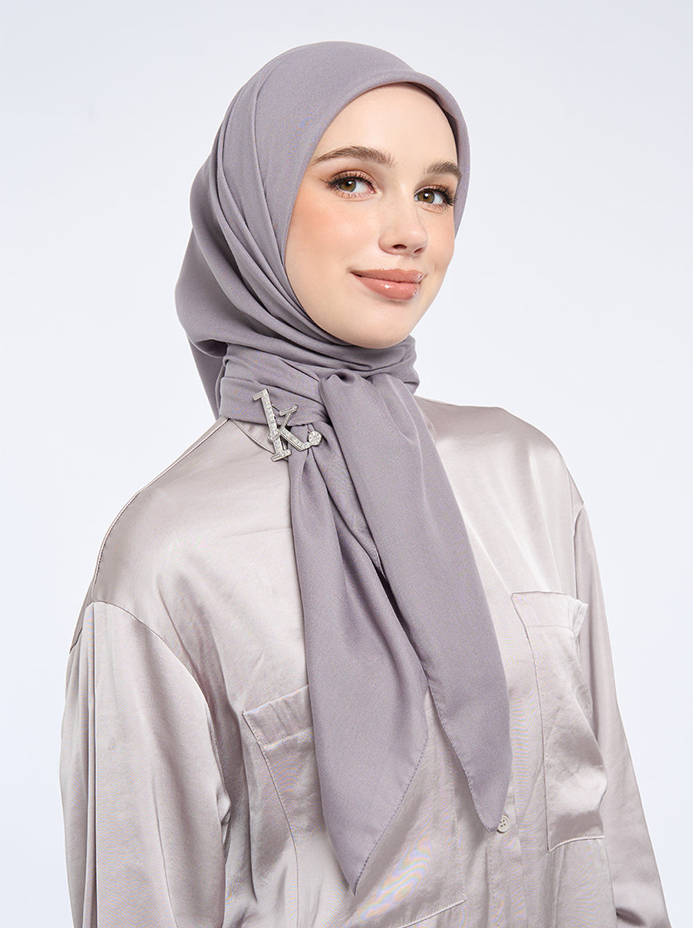 AIRY VOILE SCARF PLAIN STONE GRAY