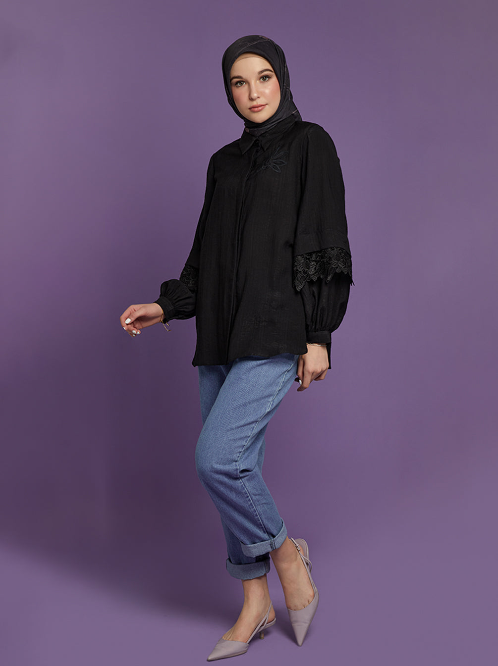 RUNA DROPSHOULDER TOP BLACK