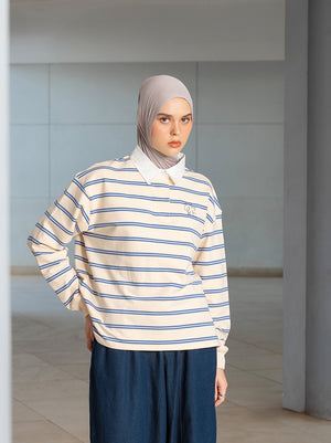 KUMI HALF BUTTON T SHIRT TOP CREAM