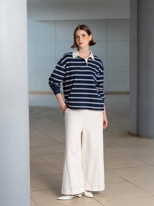 KUMI HALF BUTTON T SHIRT TOP NAVY