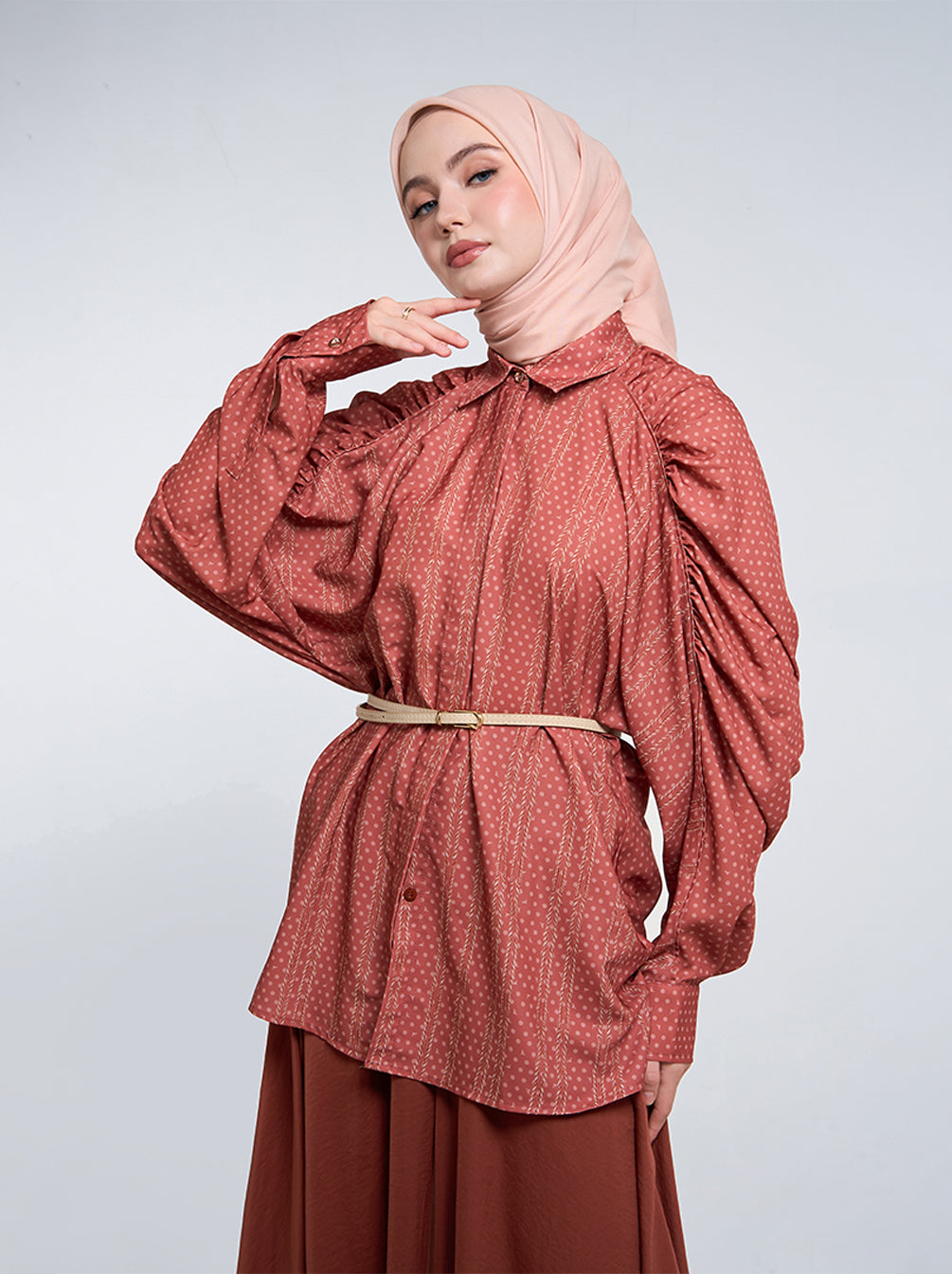 LANITA GATHERED TOP ROSEWOOD