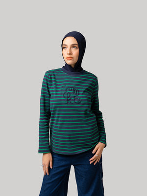 MIKU DEBOSS T SHIRT TOP GREEN