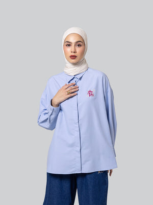 NUE DROPSHOULDER TOP SKY BLUE