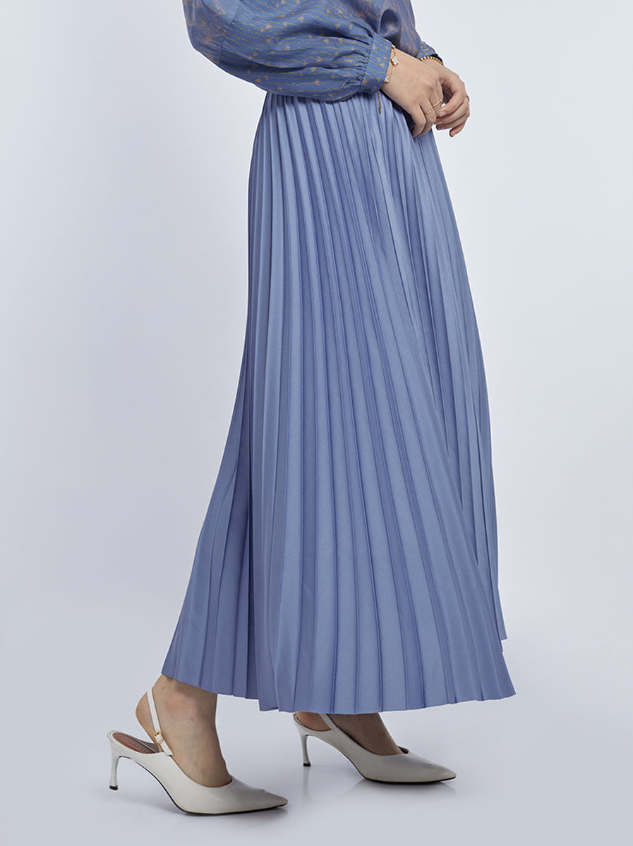 SATIN PLEATED SKIRT PLAIN ICE BLUE – Kami Idea