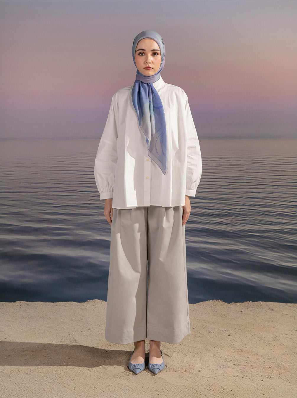 ELINE OVERSIZED TOP BONE WHITE