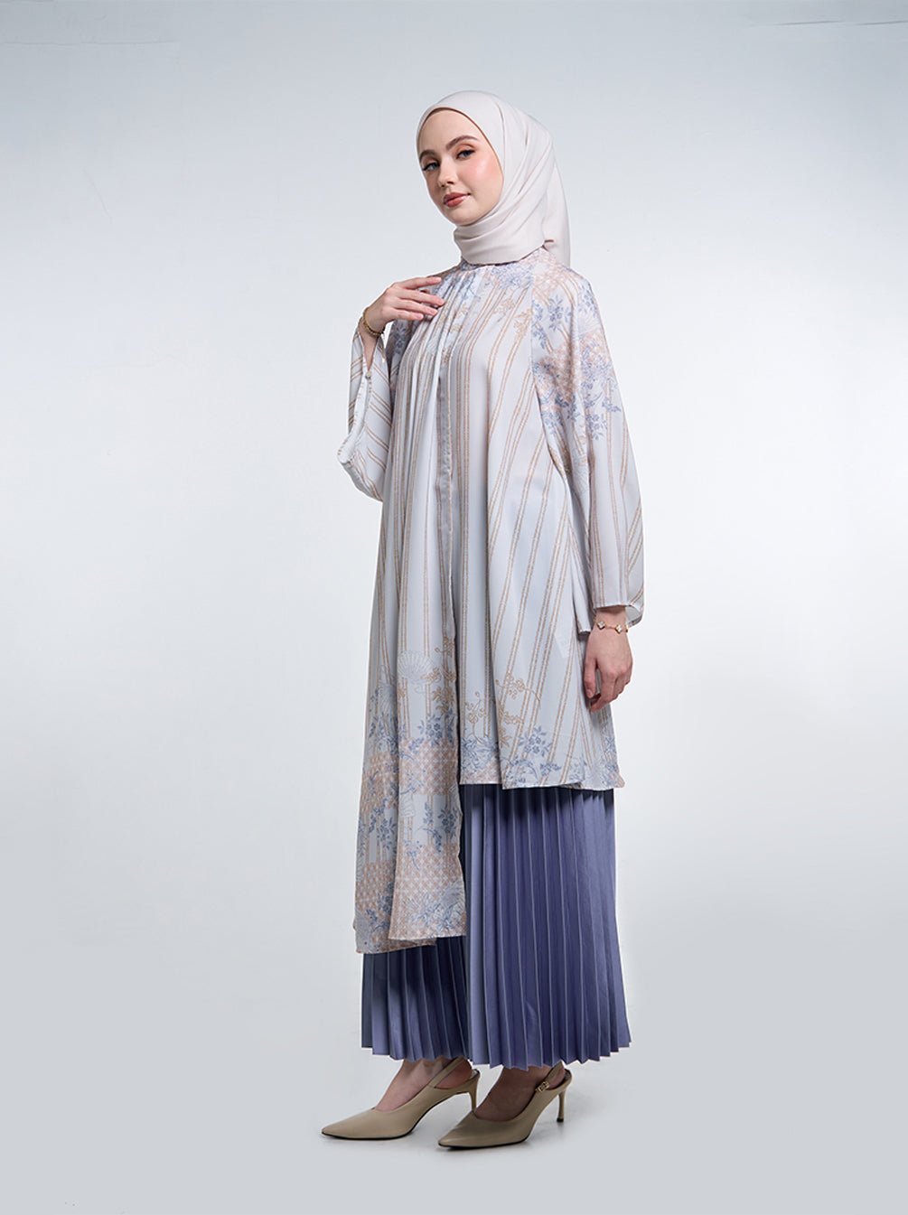 SARI LAYERED TUNIC ASH BLUE