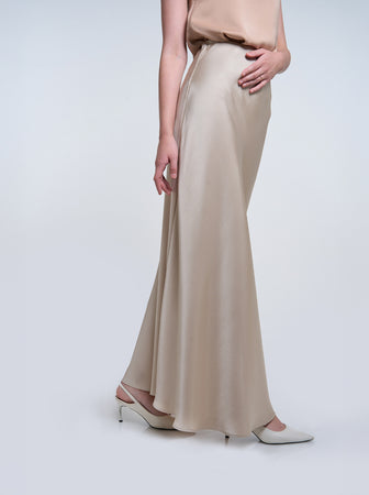 SATIN BIAS CUT SKIRT CREME