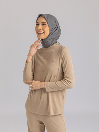 DIVYA EMB TOP BEIGE