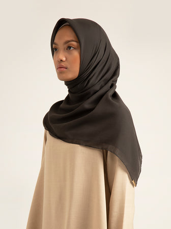 AIRY VOAL SCARF PLAIN LIGHT CHARCOAL