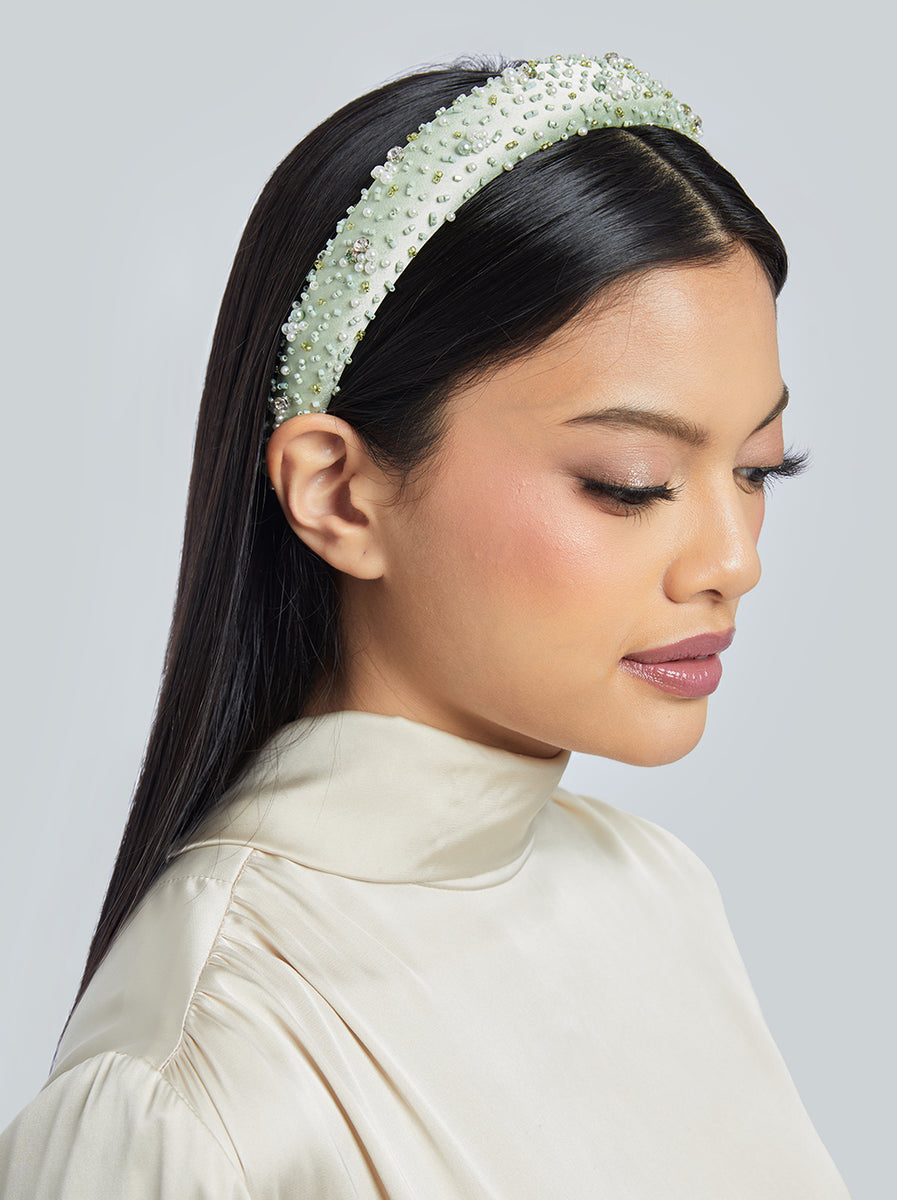 EMBELLISHED HEADBAND ACCESSORIES LIGHT GREEN – Kami Idea