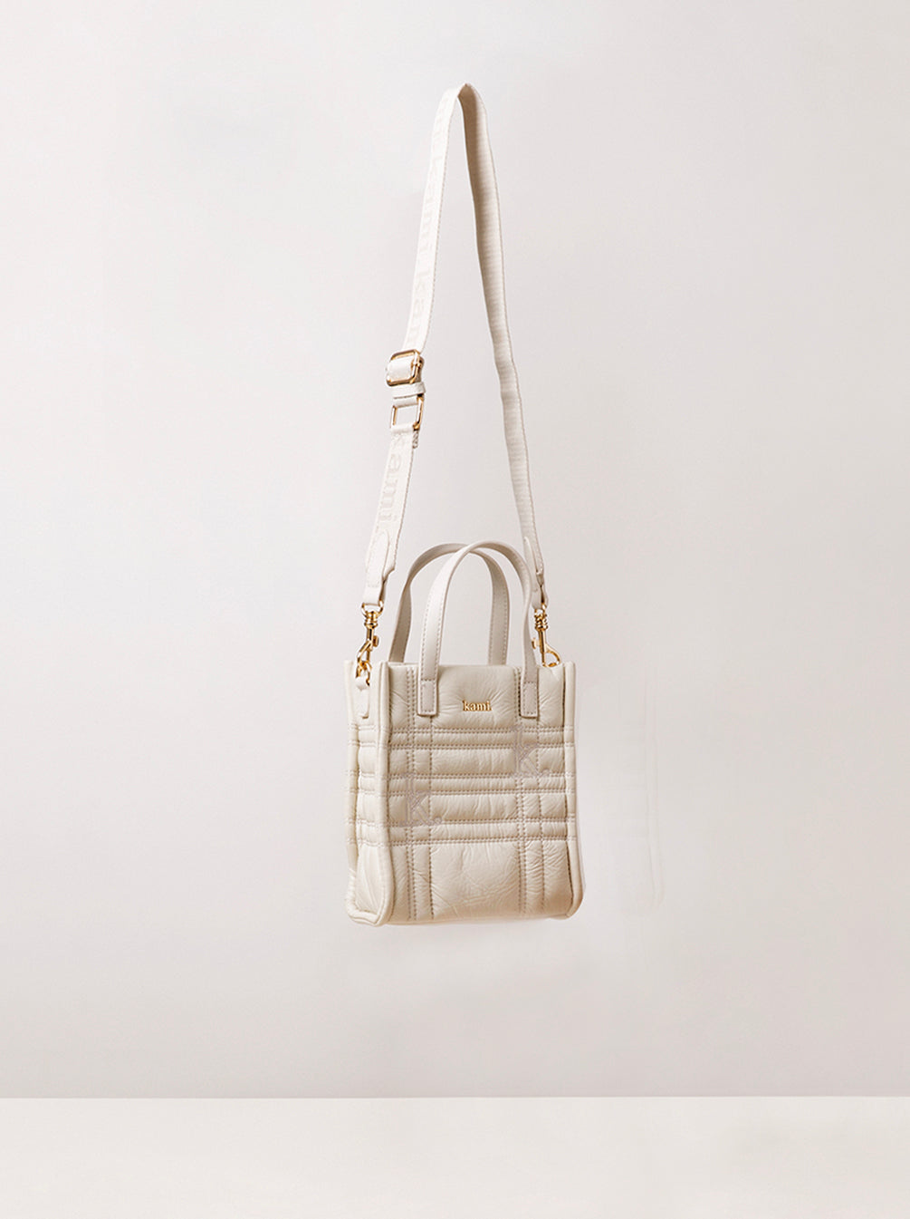 MINI QUILTED LEATHER TOTE WHITE