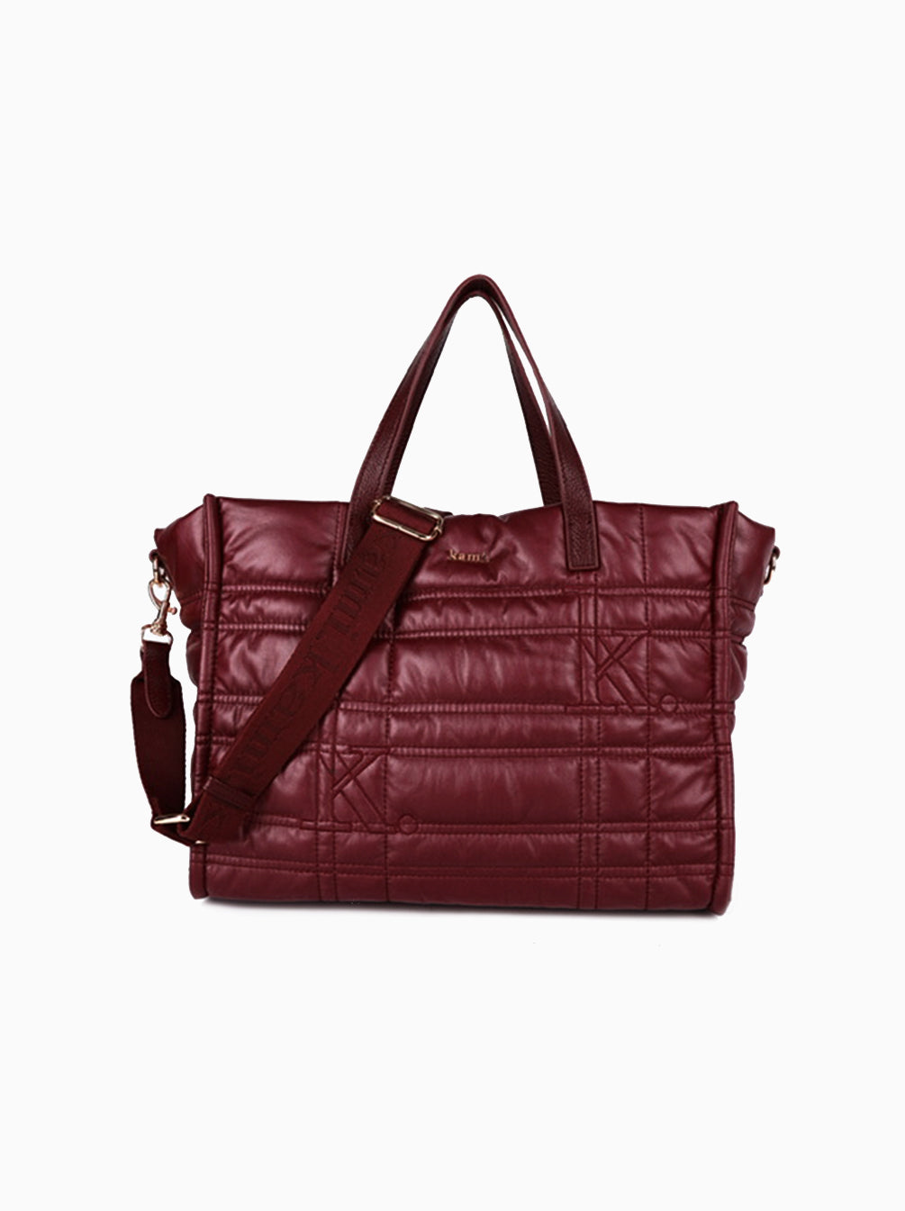 QUILTED LEATHER TOTE MAROON